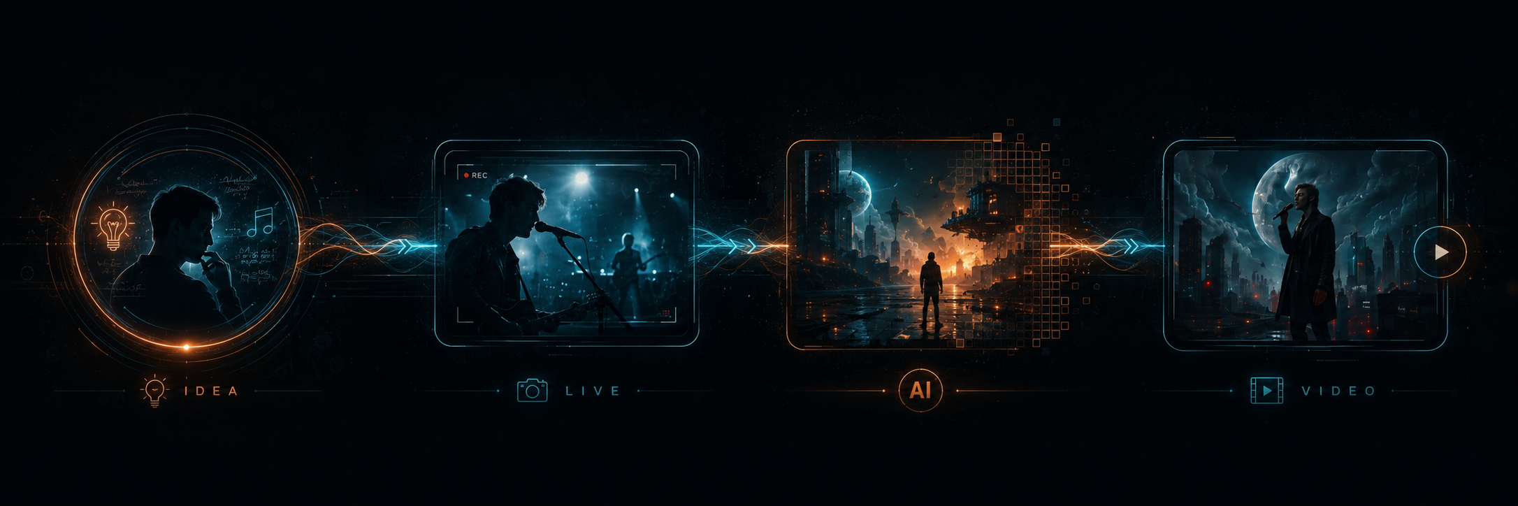 Flusso creativo Band Vision Clip: idea, riprese live, AI e videoclip finale